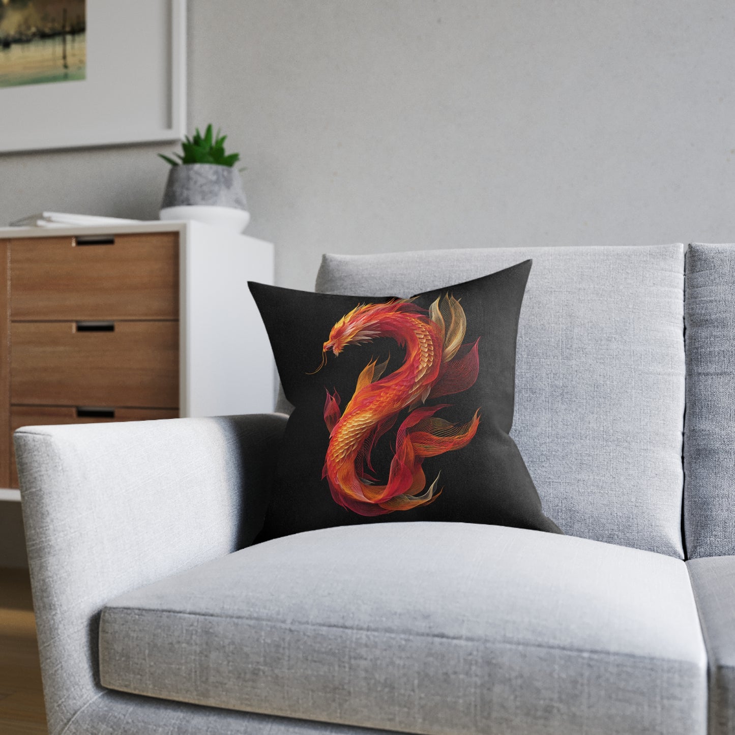 Chinese Lucky Dragon - Square Pillow UK