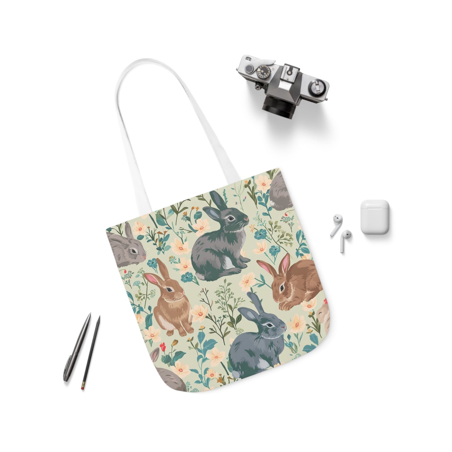 Rabbit Design Polyester Canvas Tote Bag (AOP)
