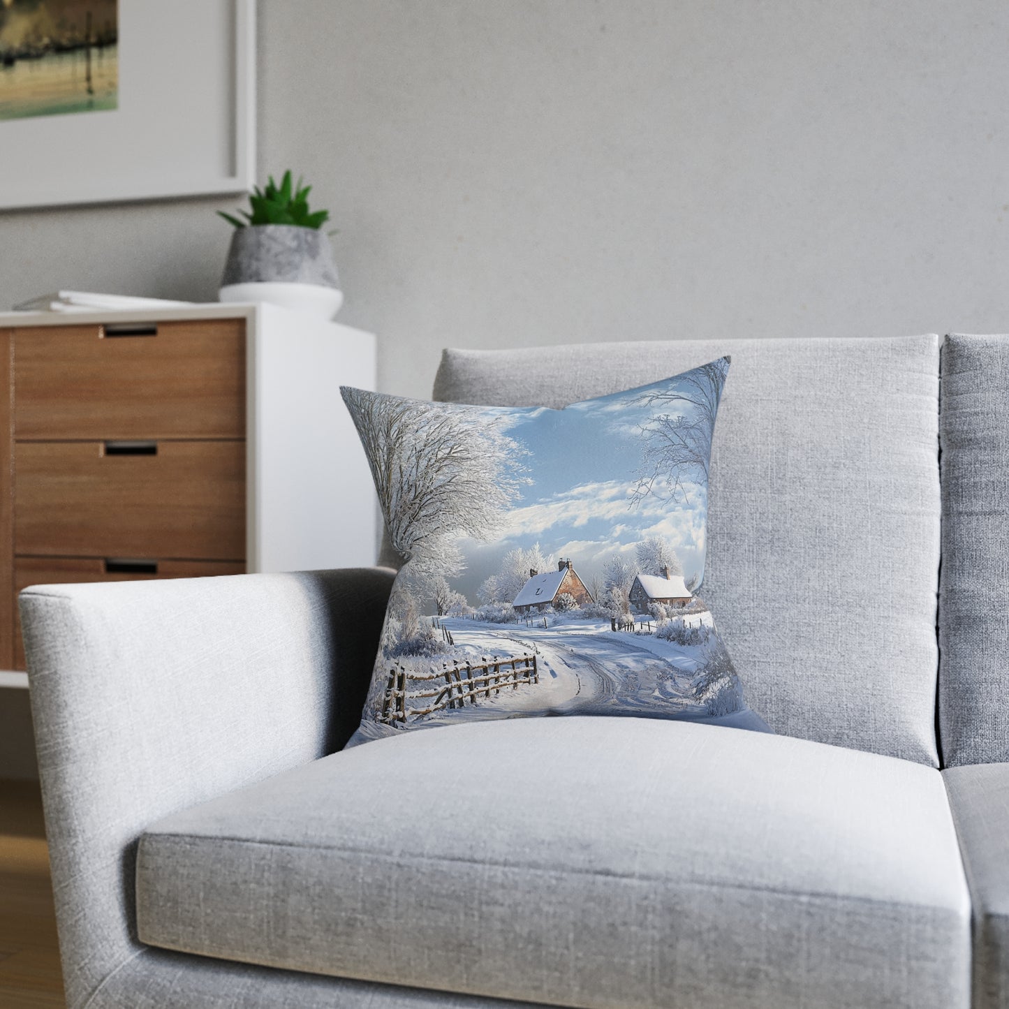 Winter in The Countryside - Square Cushion - UK