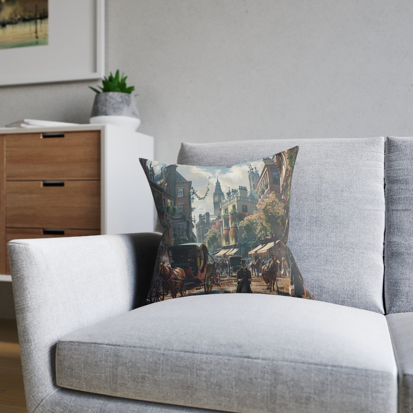 London Then and Now 2 - Square Pillow - UK