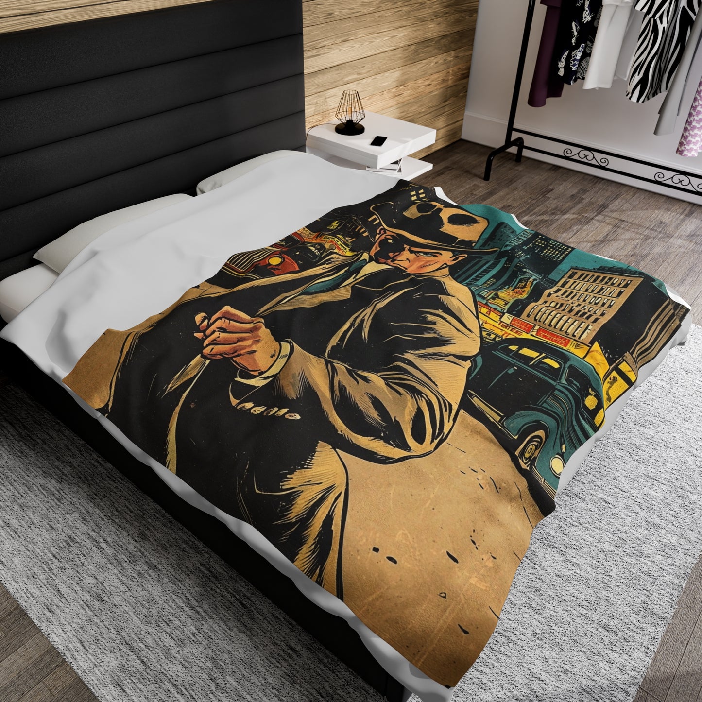 1950s Gangster Comic Cover 3 - Velveteen Plush Blanket USA