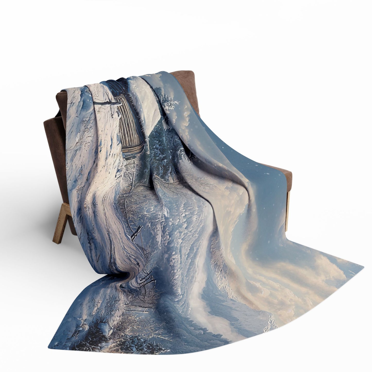 Cosy Arctic Fleece Blanket - Winter Cabin Design - UK