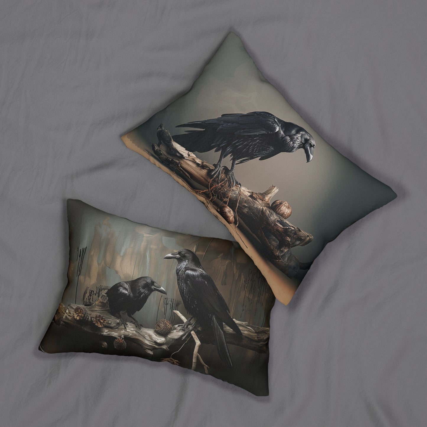 Crow - Spun Polyester Lumbar Pillow - USA