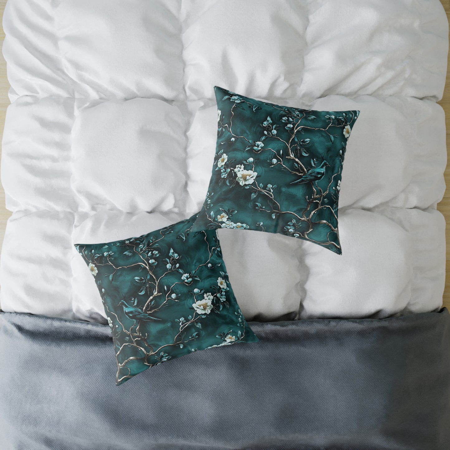 Blue Vine Chinoiseries 2 - Square Poly Canvas Pillow UK