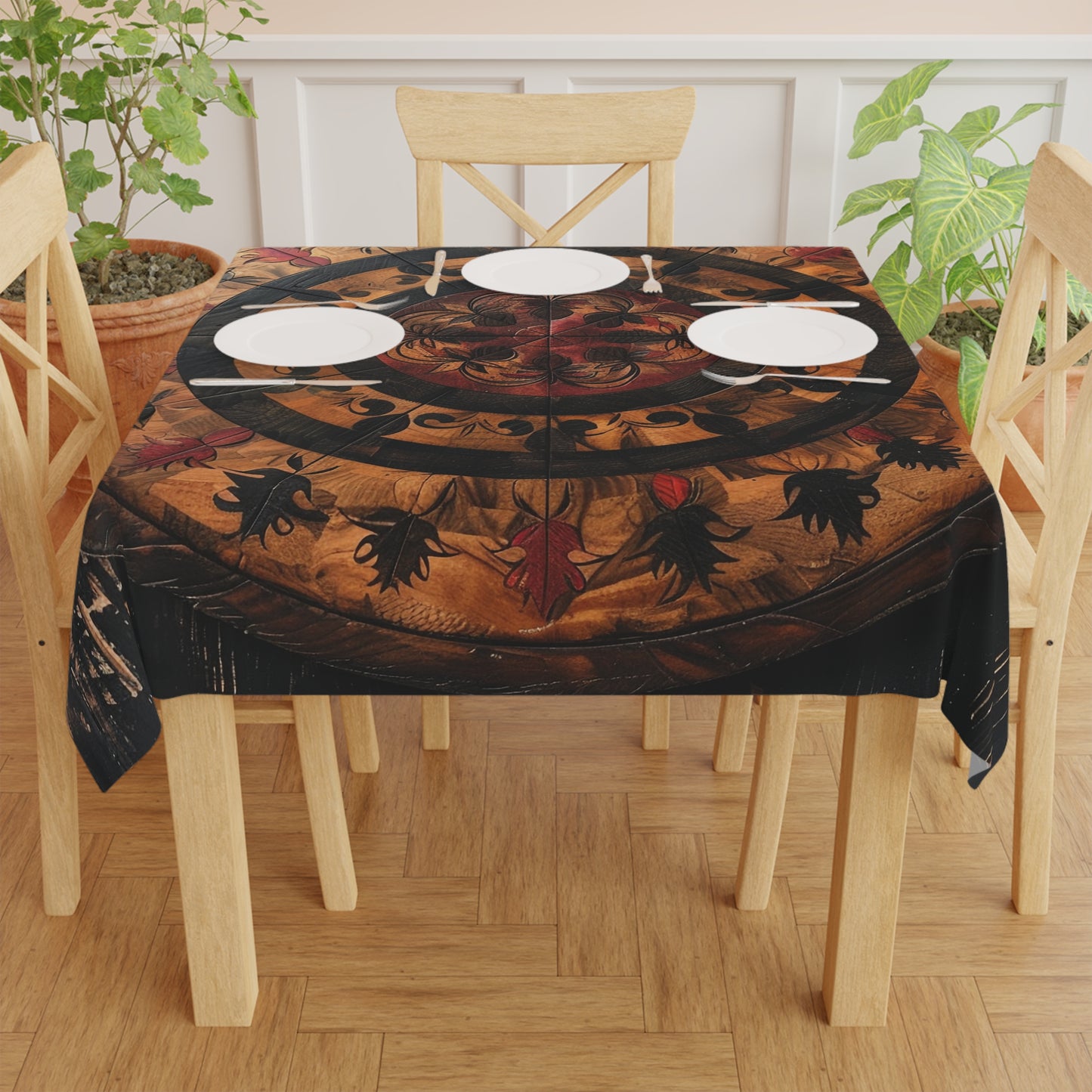Rustic Wooden Roulette Effect 3 Tablecloth - Vintage Style for Dining & Celebrations USA