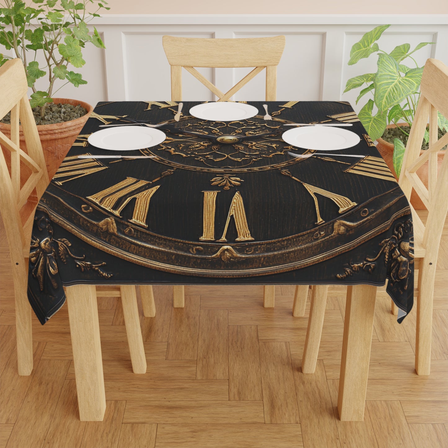 Clock face Tablecloth 2 - Decorative Mechanical Cover for Dining & Events UK