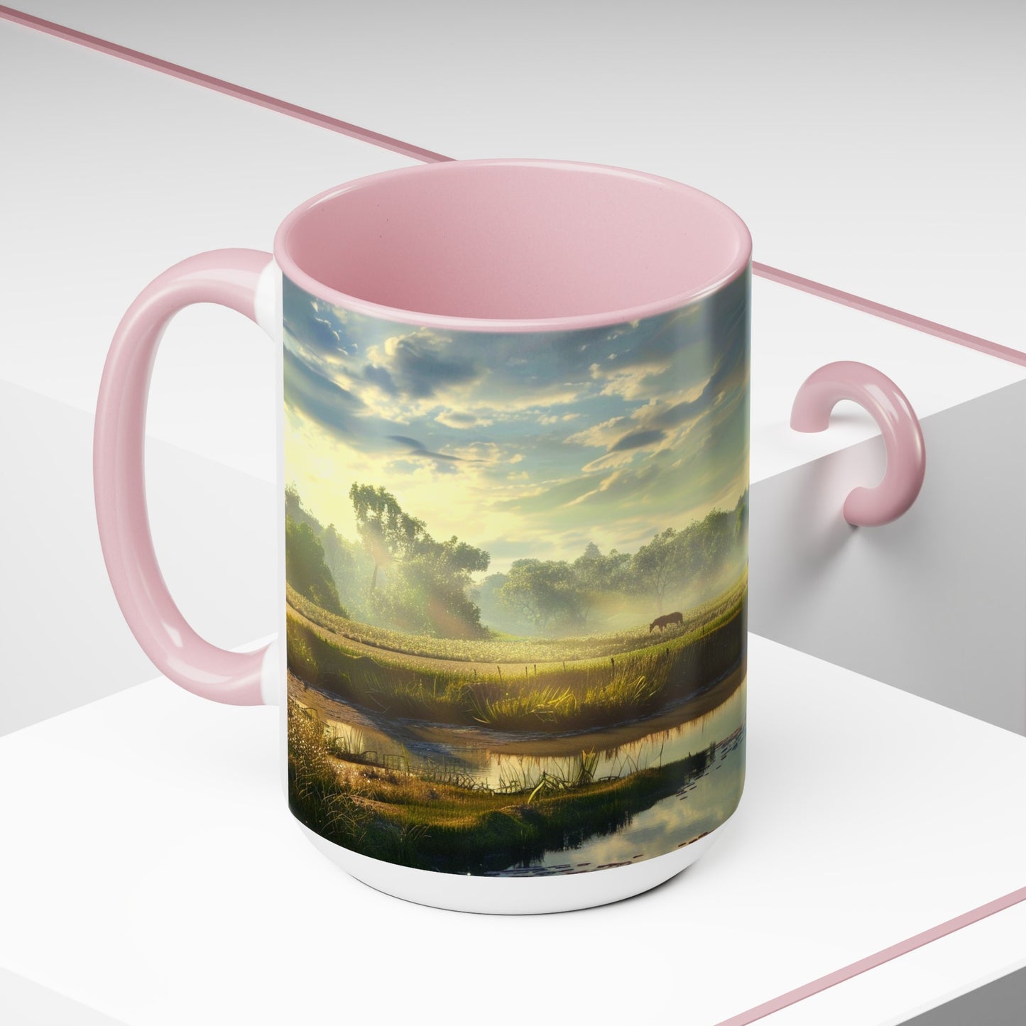 Countryside Scene - Two-Tone Coffee Mugs, 15oz USA