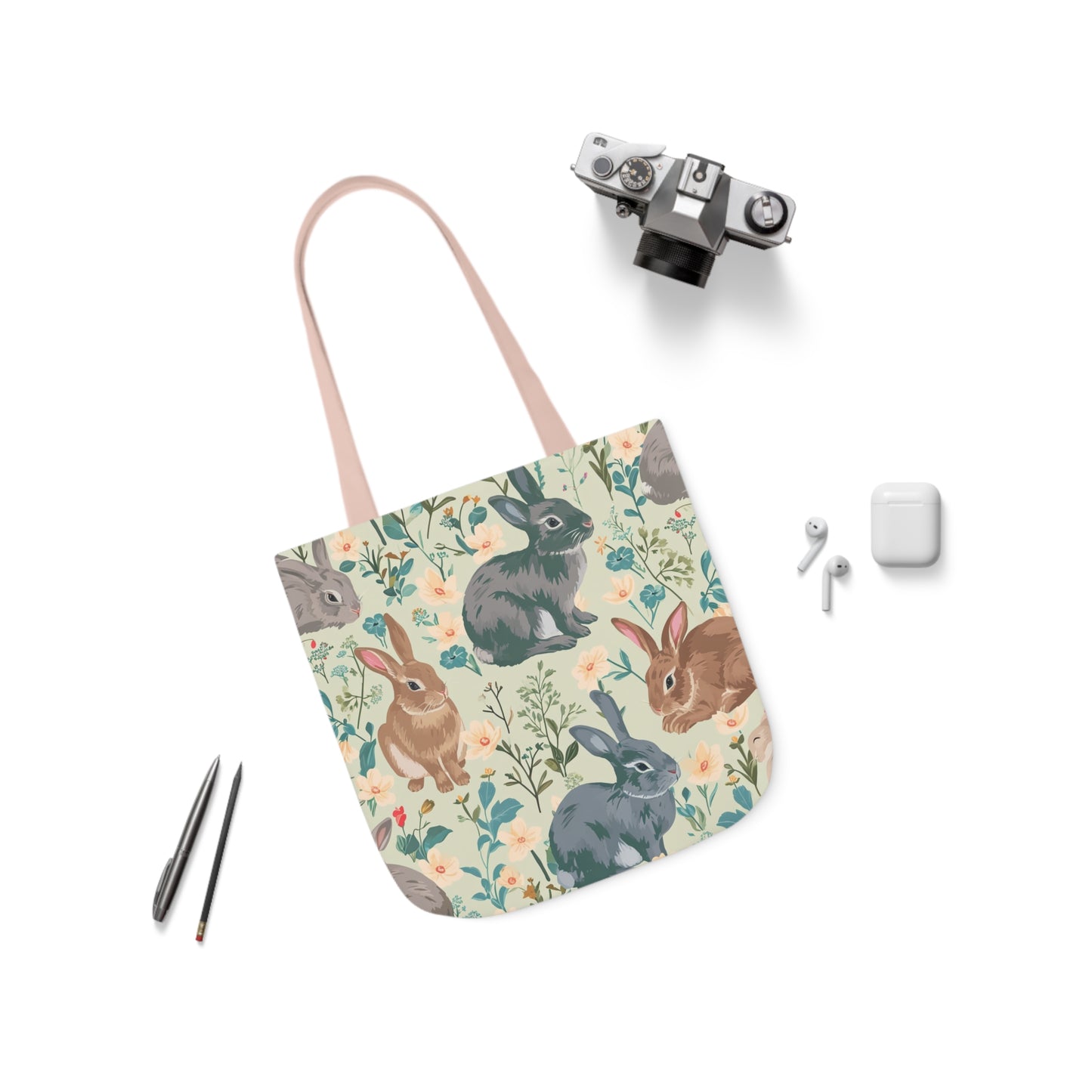 Rabbit Polyester Canvas Tote Bag (AOP)