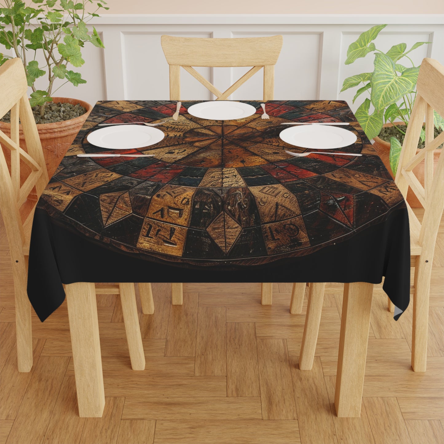 Rustic Wooden Roulette Effect 2 Tablecloth - Vintage Style for Dining & Celebrations USA