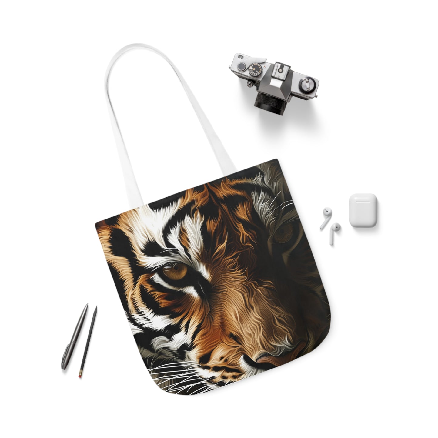 Tiger - Polyester Canvas Tote Bag (AOP)