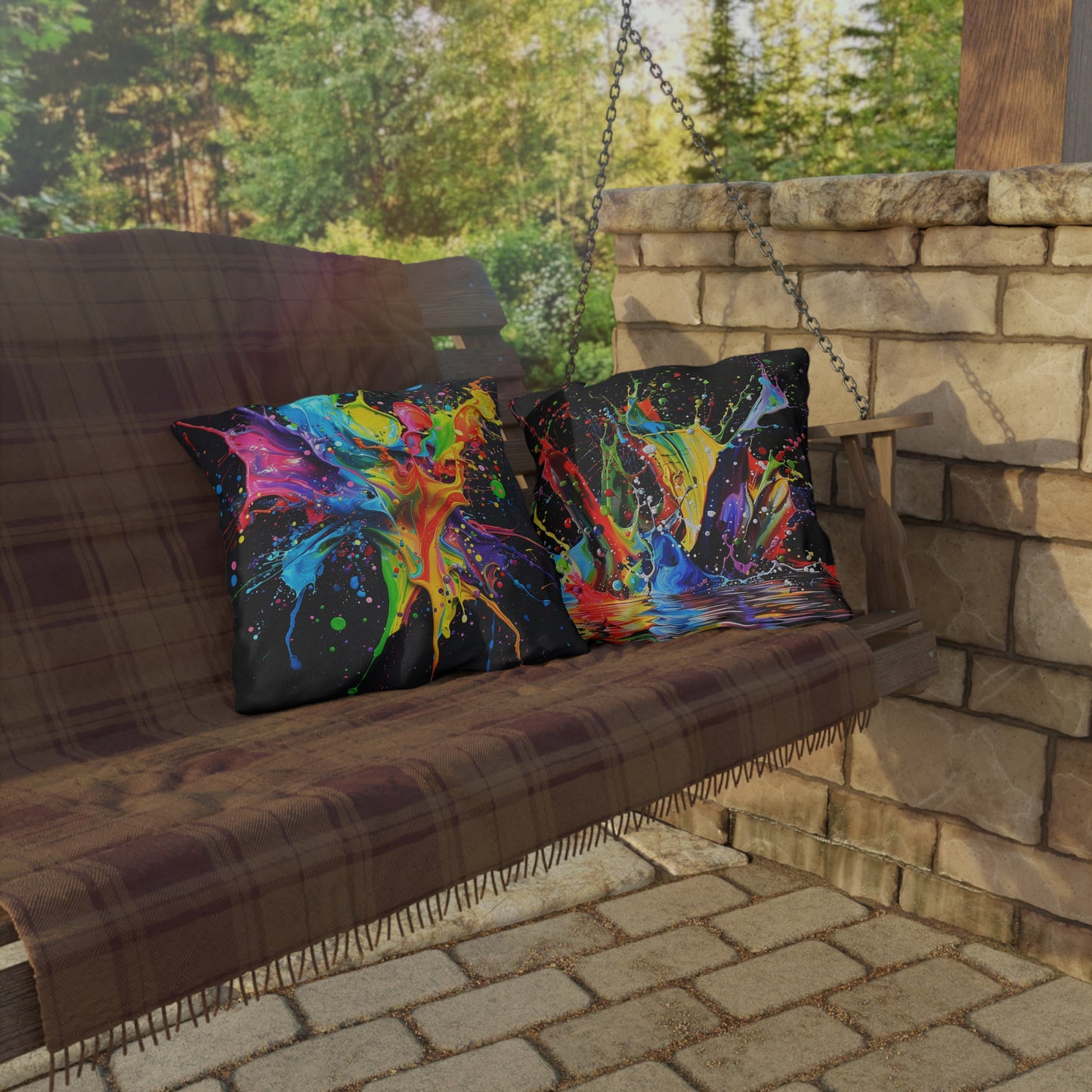 Paint Splash - Outdoor Pillows - USA