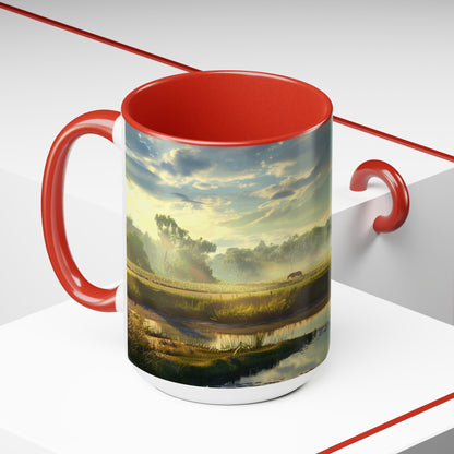 Countryside Scene - Two-Tone Coffee Mugs, 15oz USA