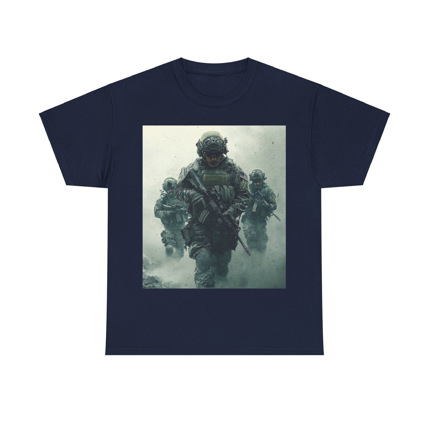 Heavy Cotton Tee - Military Action Print Tee UK