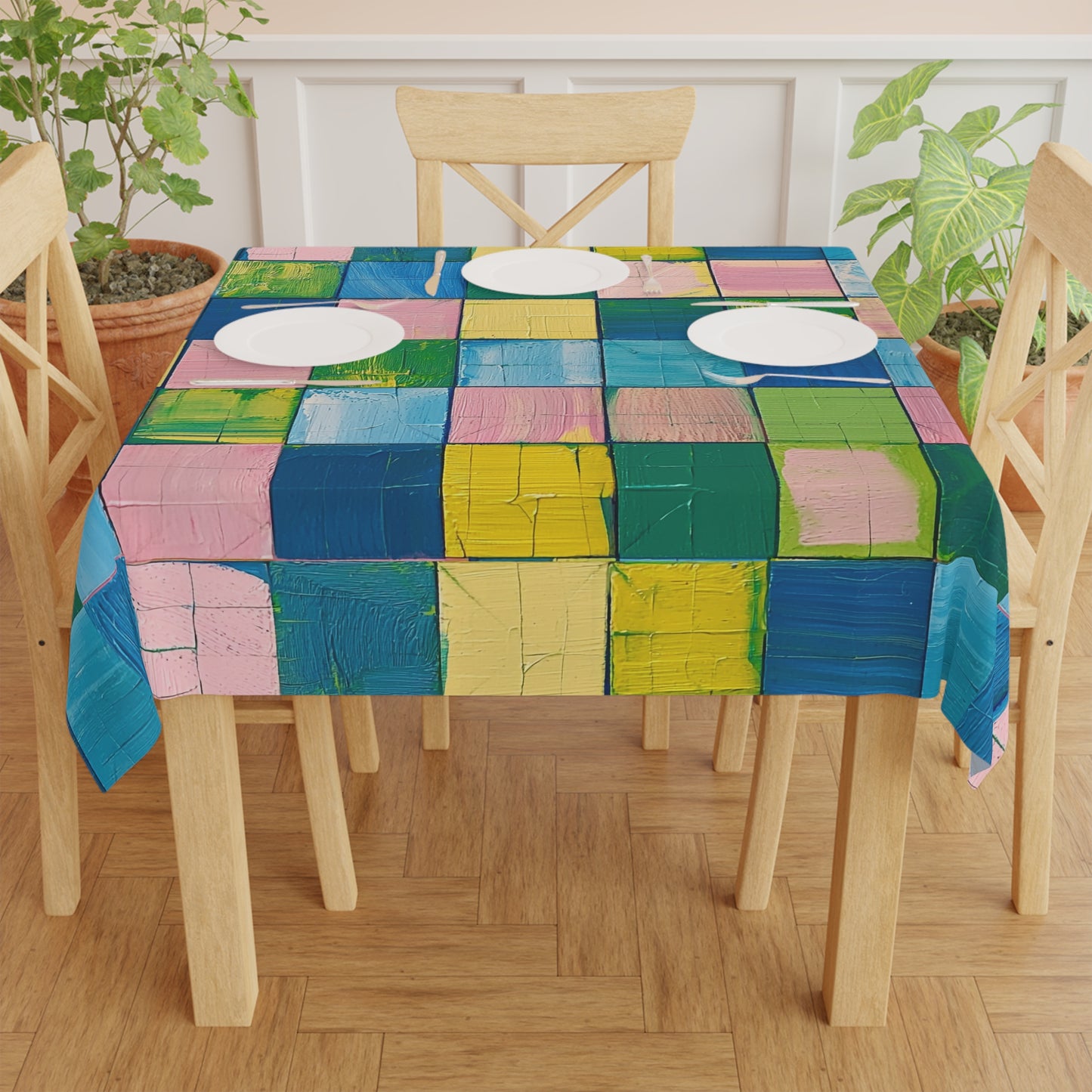 Vibrant Color Block Tablecloth - Perfect for Parties and Celebrations