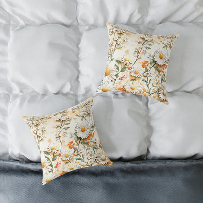 **Flowers Chinoiseries 3 - Square Poly Canvas Pillow UK