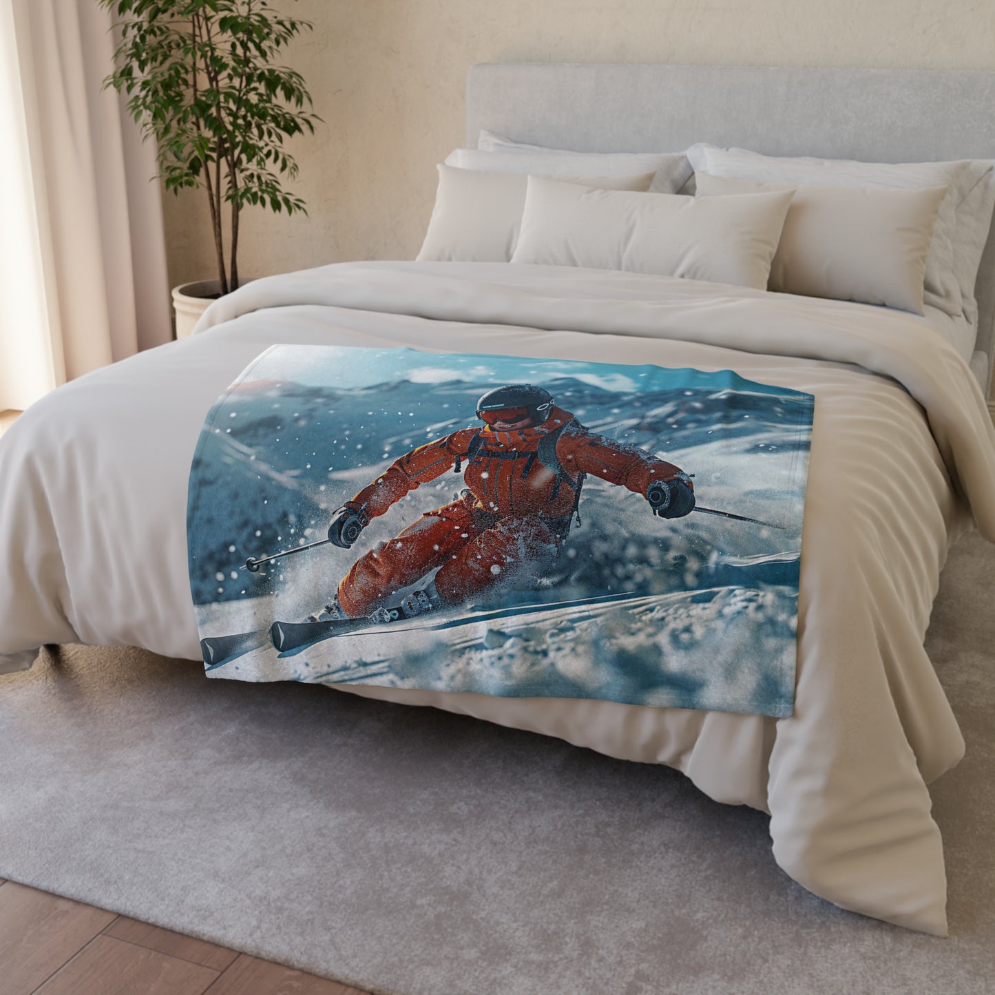 Downhill Skier #2 - Soft Polyester Blanket