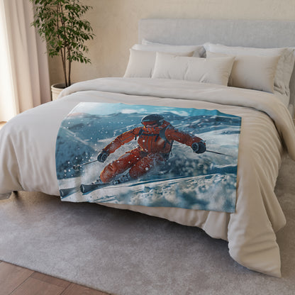 Downhill Skier #2 - Soft Polyester Blanket