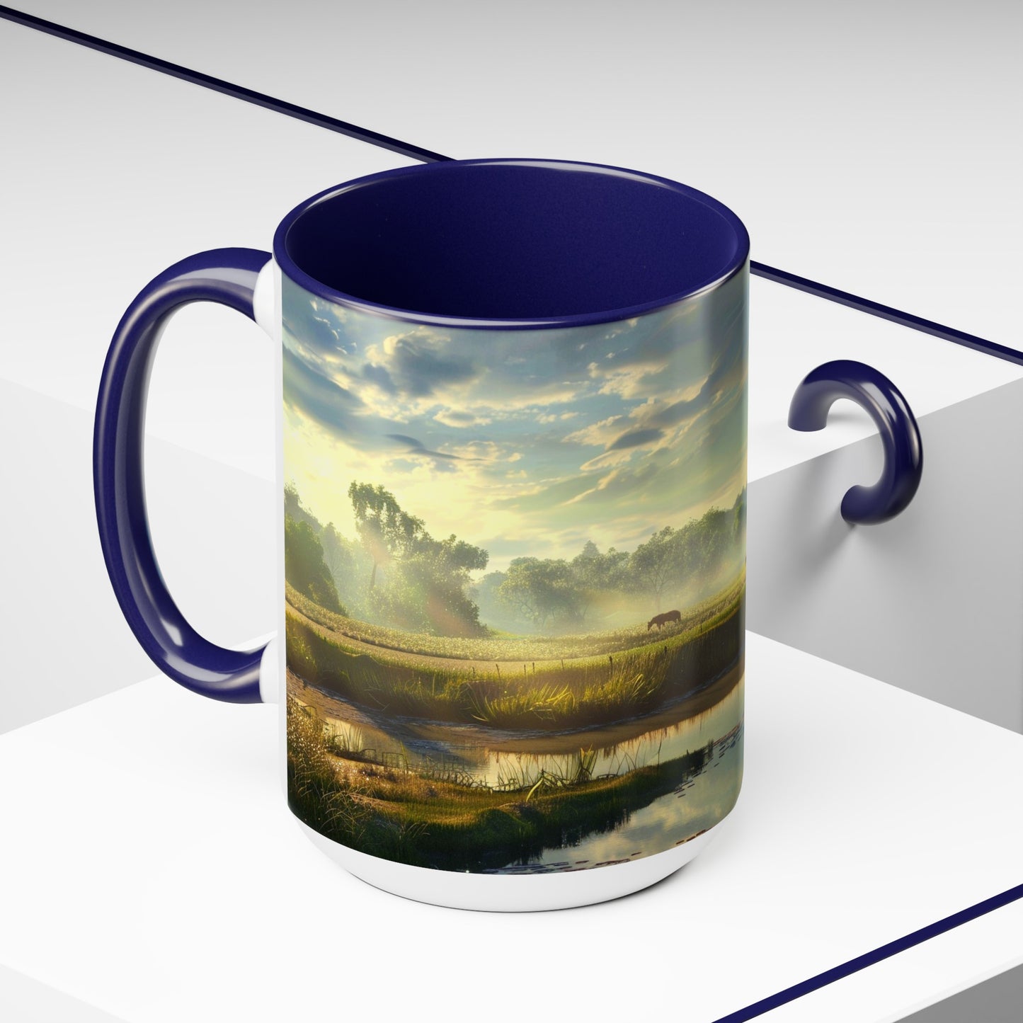 Countryside Scene - Two-Tone Coffee Mugs, 15oz USA