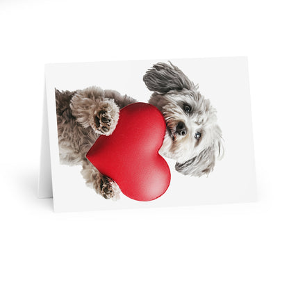Cute Dog Holding A Heart - Blank Card (5 Pack) UK