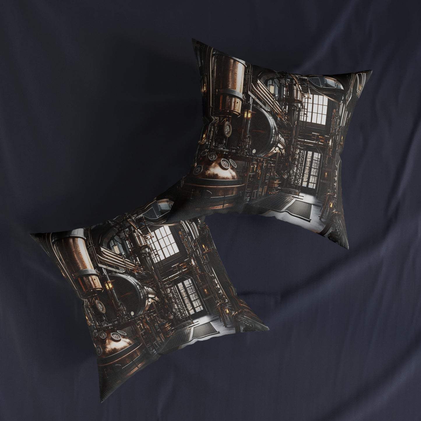 Industrial-Style Square Cushion - Steampunk Home Decor UK