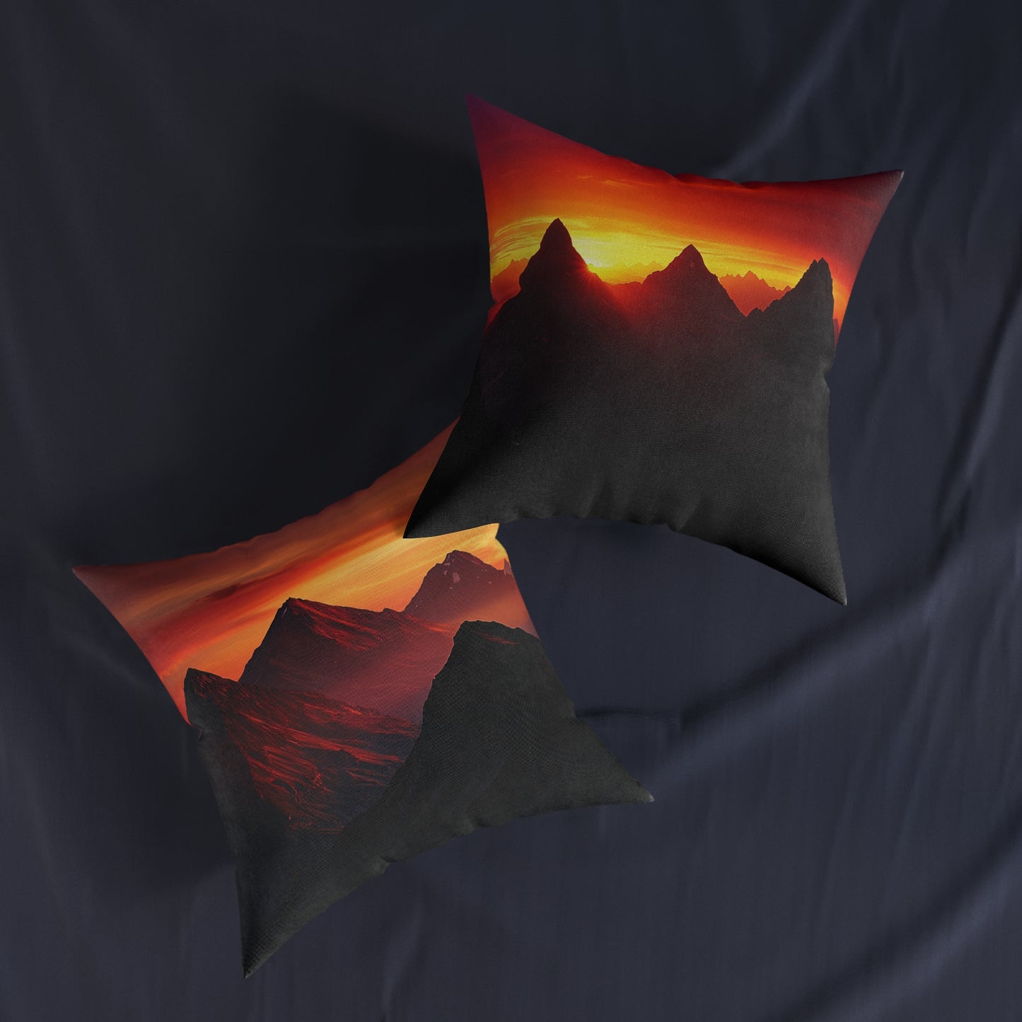 Sundown Over The Peaks - Square Pillow - UK