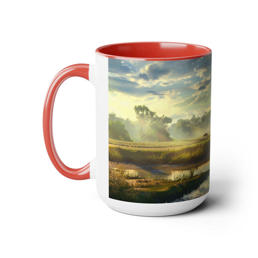 Countryside Scene - Two-Tone Coffee Mugs, 15oz USA