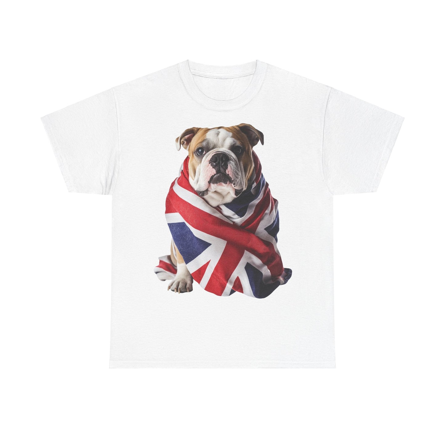 British Bulldog In Union Jack - Unisex Heavy Cotton Tee - Cute Dog Lover Gift UK