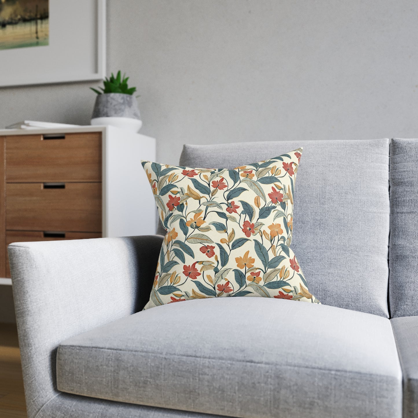 Botanical Floral Square Pillow - Cosy Home Decor - UK