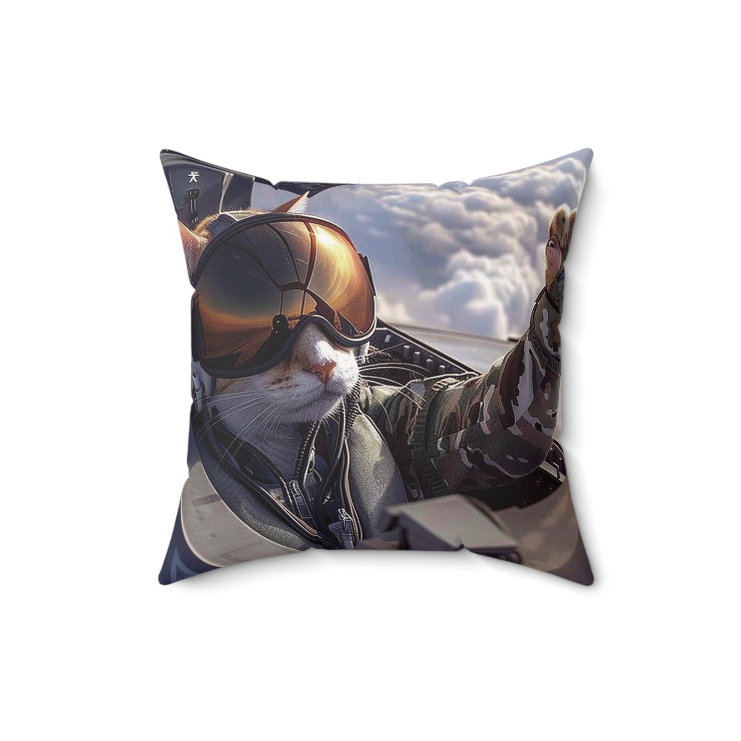 Top Gun Cat - Spun Polyester Square Pillow - USA