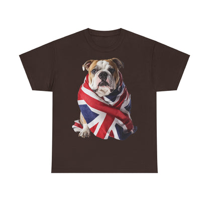 British Bulldog In Union Jack - Unisex Heavy Cotton Tee - Cute Dog Lover Gift UK