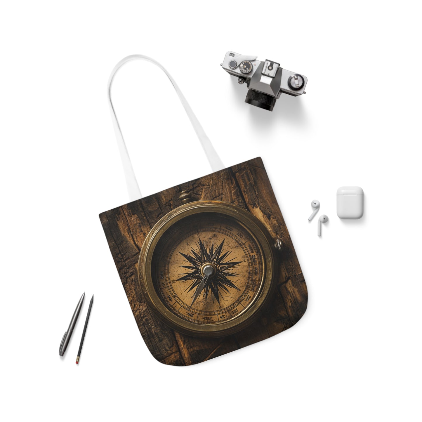 Compass - Polyester Canvas Tote Bag (AOP)