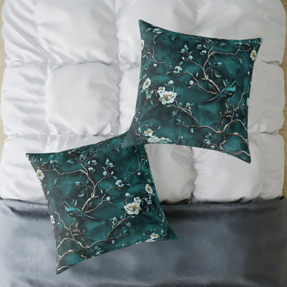 Blue Vine Chinoiseries 2 - Square Poly Canvas Pillow UK