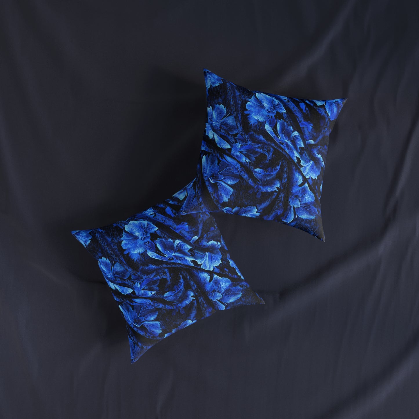 Elegant Blue Floral Square Pillow - UK