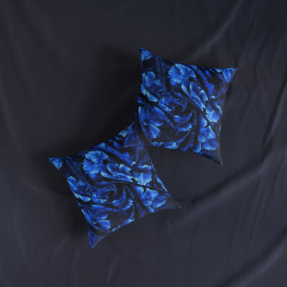 Elegant Blue Floral Square Pillow - UK