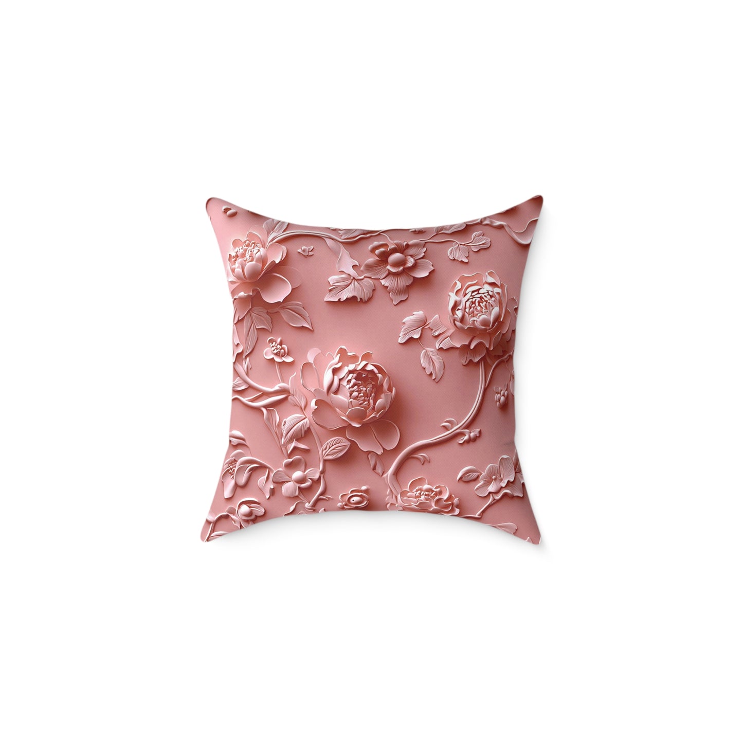 **Pink Vine Chinoiseries - Square Poly Canvas Pillow UK