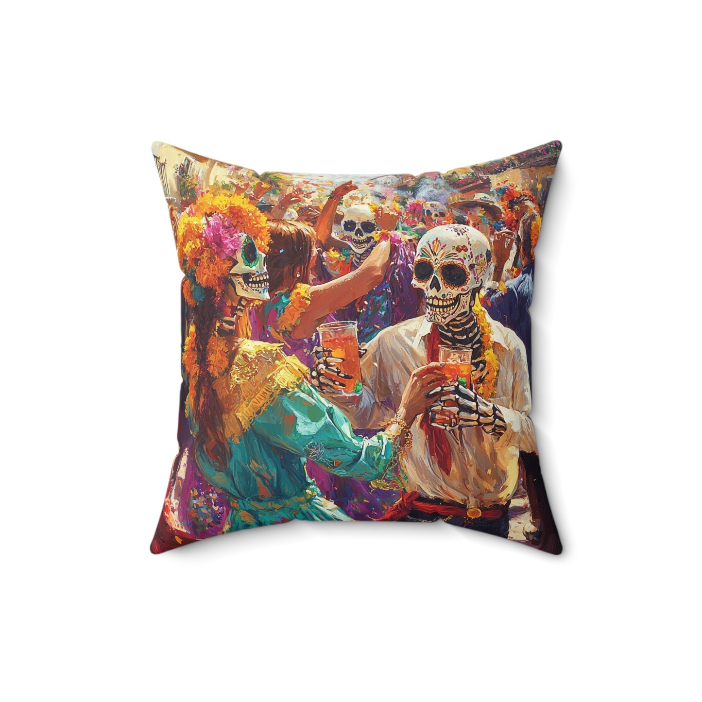 Vibrant Day of the Dead - Decorative Pillow - USA