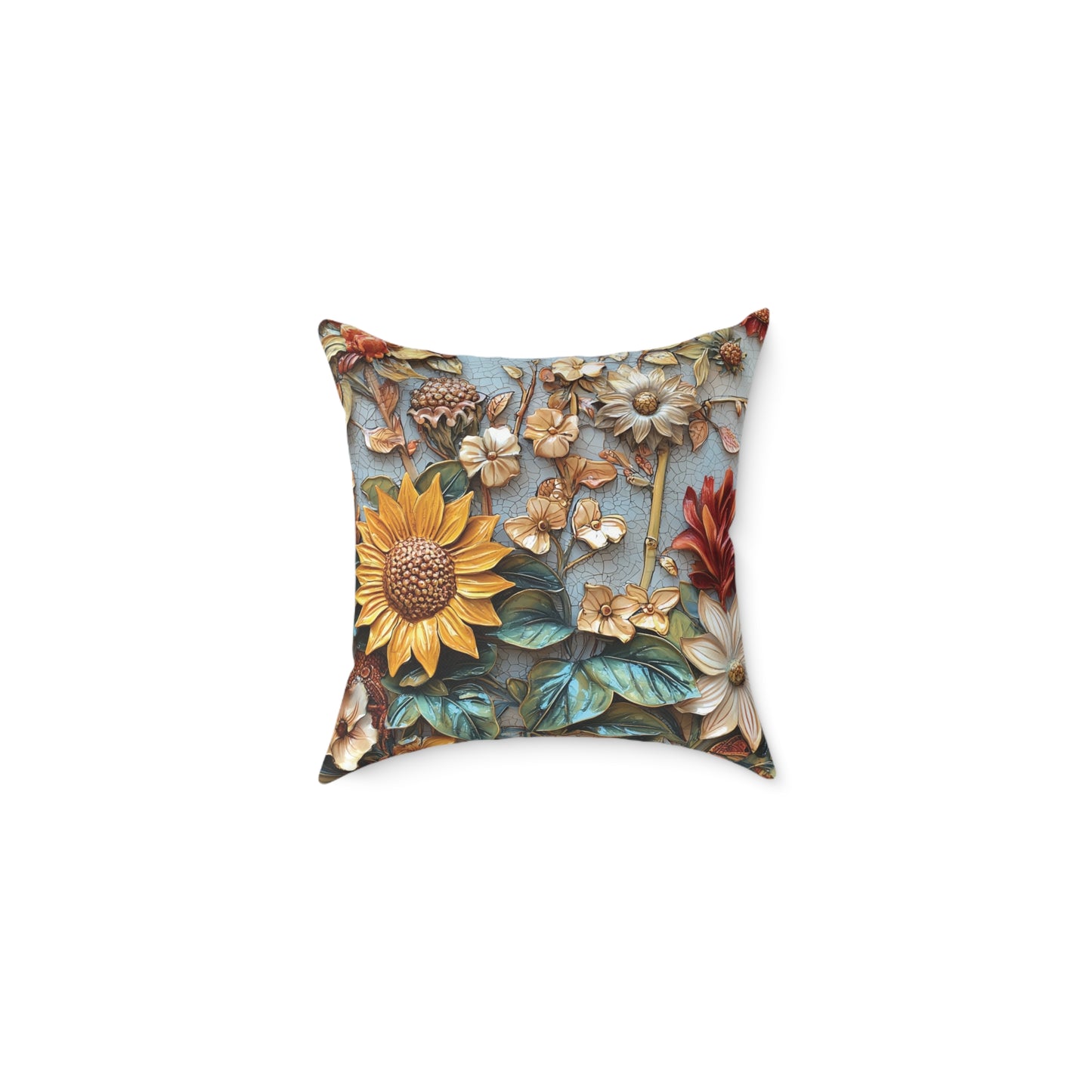 **Flowers 2 Chinoiseries - Square Poly Canvas Pillow UK