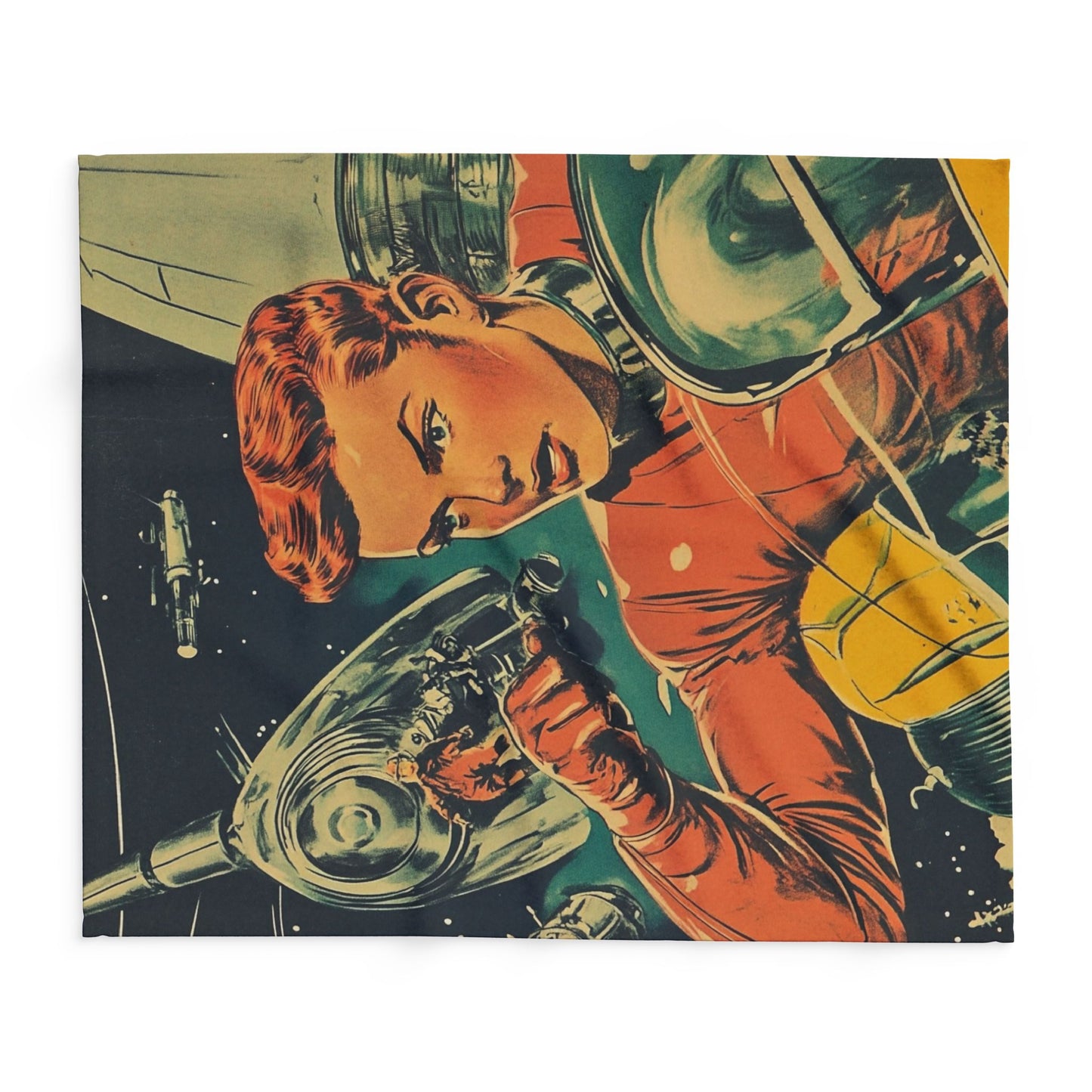 Retro Space Adventure Fleece Blanket 3 - Cosy Gift for Sci-Fi Lovers UK