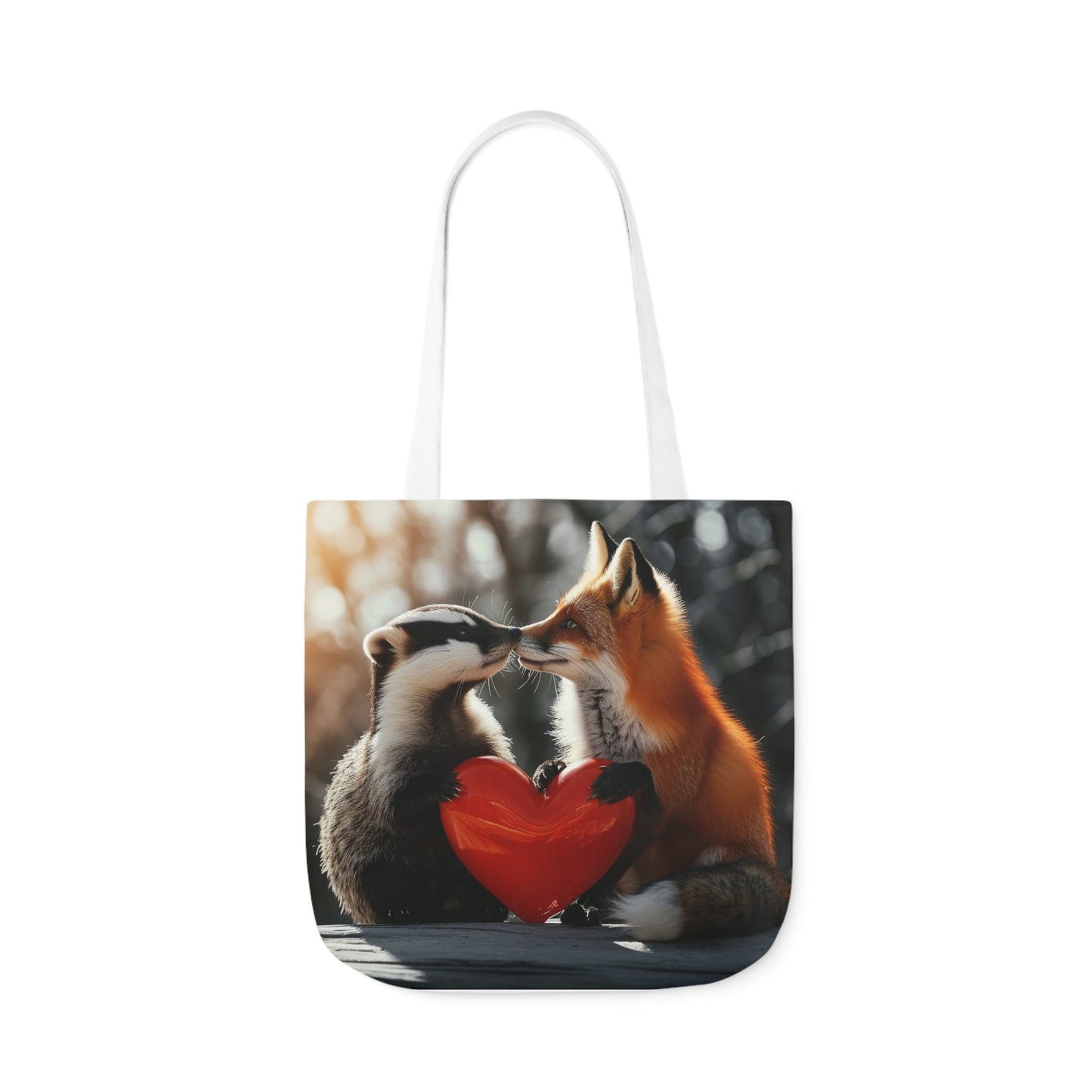 Fox Heart Polyester Canvas Tote Bag (AOP)