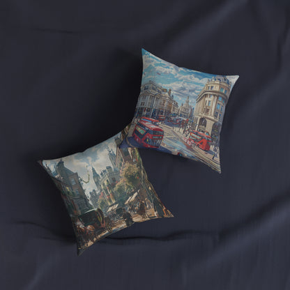 London Then and Now 2 - Square Pillow - UK