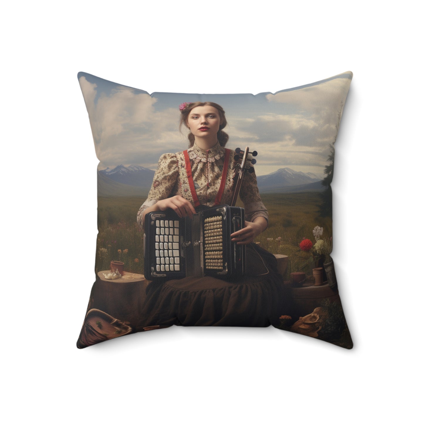 Folk Music #1  - Spun Polyester Pillow USA