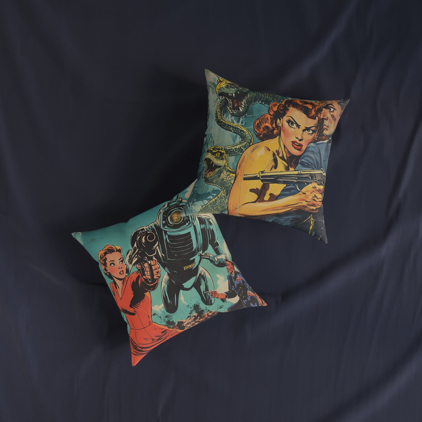 1950's Space Comic 2 - Square Cushion - Space Home Decor UK