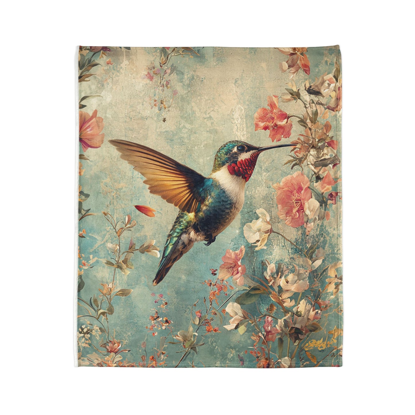 Elegant Hummingbird Soft Polyester Blanket - Cozy Floral Throw for Home Decoration UK