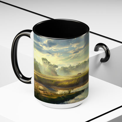 Countryside Scene - Two-Tone Coffee Mugs, 15oz USA