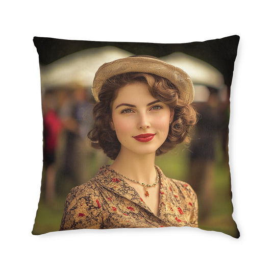 Vintage Glamour Square Pillow - Elegant Decorative Cushion for Home Décor UK