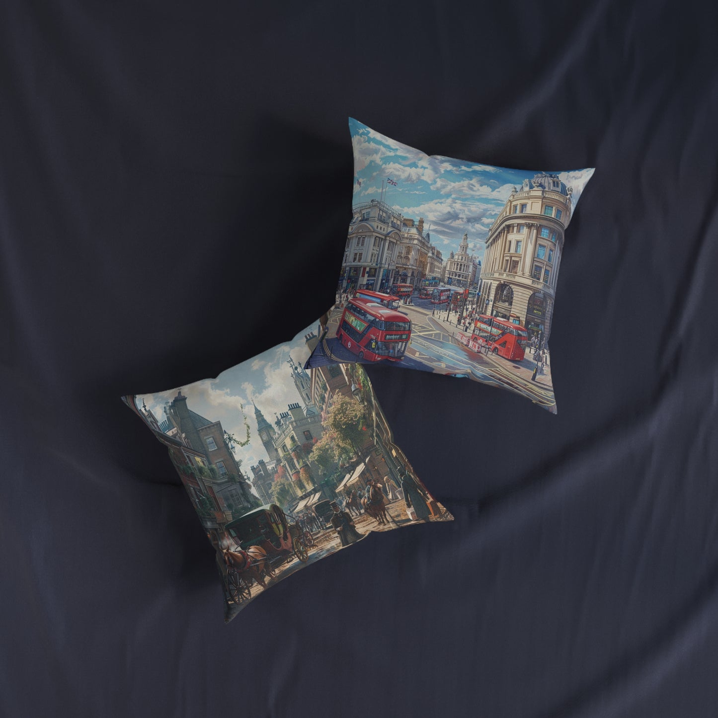 London Then and Now 2 - Square Pillow - UK