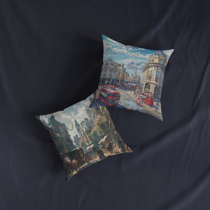 London Then and Now 2 - Square Pillow - UK