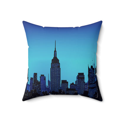 Night Cityscape - Spun Polyester Square Pillow - USA