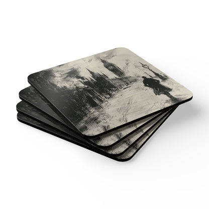 *Artistic Cork Coaster Set - Victorian London Skyline UK