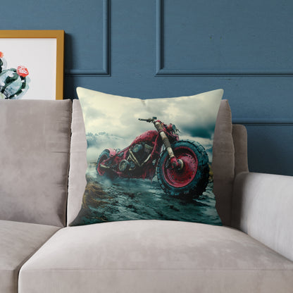 Apocalyptic Motorcycle - Square Poly Canvas Pillow UK